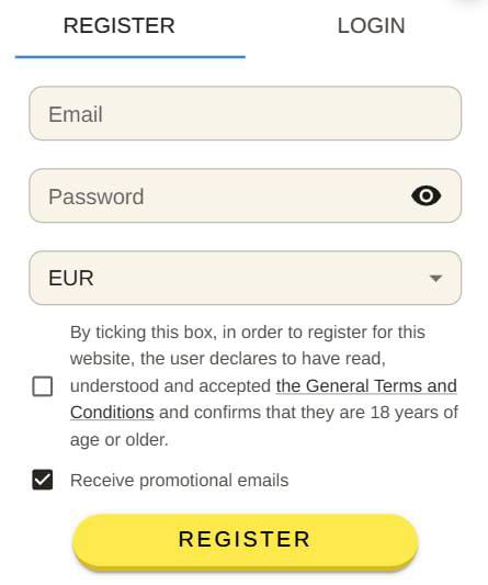 sign up form beep beep casino